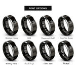 font options for inside engraving on black & grey chinchilla print rings