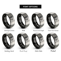 font options for inside engraving on black & silver chinese junk rings