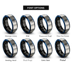 font options for inside engraving on black & blue & gray chip log reel rings