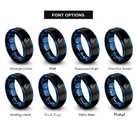font options for inside engraving on black & blue chiron rings