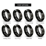 font options for inside engraving on black & silver chiron rings