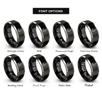 font options for inside engraving on black & silver chiron rings