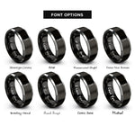 font options for inside engraving on black & silver chisel rings
