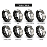font options for inside engraving on black & grey chisel rings