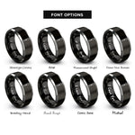 font options for inside engraving on black & silver chisel rings