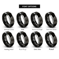 font options for inside engraving on black & gray chisel rings