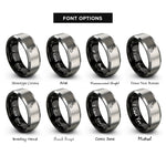 font options for inside engraving on black & gray chisel rings