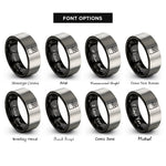 font options for inside engraving on black & gray chocolate bar rings
