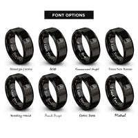font options for inside engraving on black chocolate bar rings