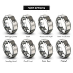 font options for inside engraving on gray chocolate bar rings