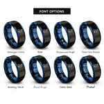 font options for inside engraving on black & blue chocolate bunny rings