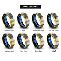 font options for inside engraving on gold & blue & silver chocolate bunny rings