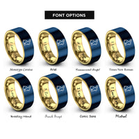 font options for inside engraving on gold & blue chocolate bunny rings