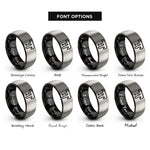font options for inside engraving on black & silver chocolate drizzle rings