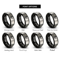 font options for inside engraving on black & grey chocolate drizzle rings