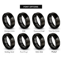 font options for inside engraving on black chocolate drizzle rings