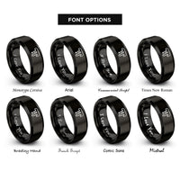 font options for inside engraving on black chocolate drizzle rings