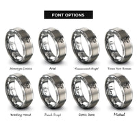font options for inside engraving on gray chocolate drizzle rings
