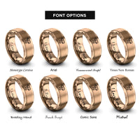 font options for inside engraving on rose gold chocolate drizzle rings