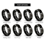 font options for inside engraving on black & gray chopsticks rings