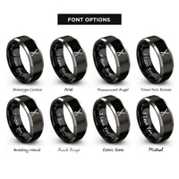 font options for inside engraving on black & gray chopsticks rings