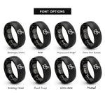 font options for inside engraving on black chopsticks rings