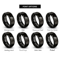 font options for inside engraving on black chopsticks rings