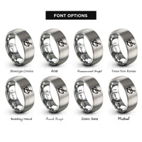 font options for inside engraving on gray chopsticks rings