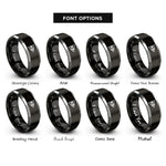 font options for inside engraving on black & grey chord diagram rings
