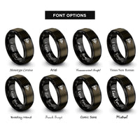 font options for inside engraving on gunmetal & black chord diagram rings