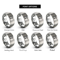 font options for inside engraving on silver christ the redeemer rings