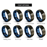 font options for inside engraving on gunmetal & blue christ the redeemer rings