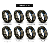 font options for inside engraving on gunmetal & blue christ the redeemer rings