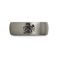 engraved rings for her – black & gray tungsten great wall stamp wedding band