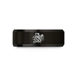 engraved rings for her – black tungsten great wall stamp wedding band