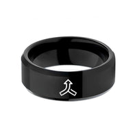 tungsten promise ring women – black tungsten merge arrows wedding band