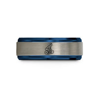 unique promise rings women – black & blue & gray tungsten sumo deadlift wedding band