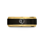 engraved rings for her – black & gold tungsten sun moon wedding band