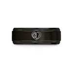 women’s tungsten bands – black & rose gold tungsten sun moon wedding band