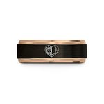 unique promise rings women – black & rose gold tungsten sun moon wedding band