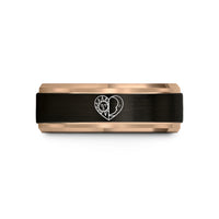 unique promise rings women – black & rose gold tungsten sun moon wedding band