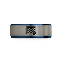 presents for sporty women – black & blue & grey tungsten handball goal ball wedding band