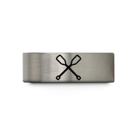 presents for her birthday – blue & gray tungsten oars crossed wedding band