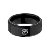 unique presents for her – black tungsten screech owl wedding band
