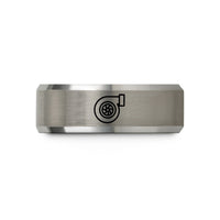 special presents for her – black & gray tungsten turbo badge wedding band