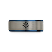 best presents for her – black & blue & gray tungsten binary tree wedding band