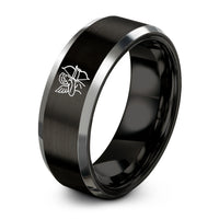 holiday ring for women – black & silver tungsten cupid bow ring