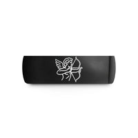 women's tungsten present ring – black tungsten cupid bow wedding band