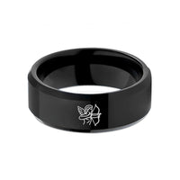 women's tungsten present ring – black tungsten cupid bow wedding band
