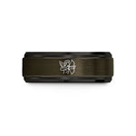 women's tungsten present ring – gunmetal & black tungsten cupid bow wedding band